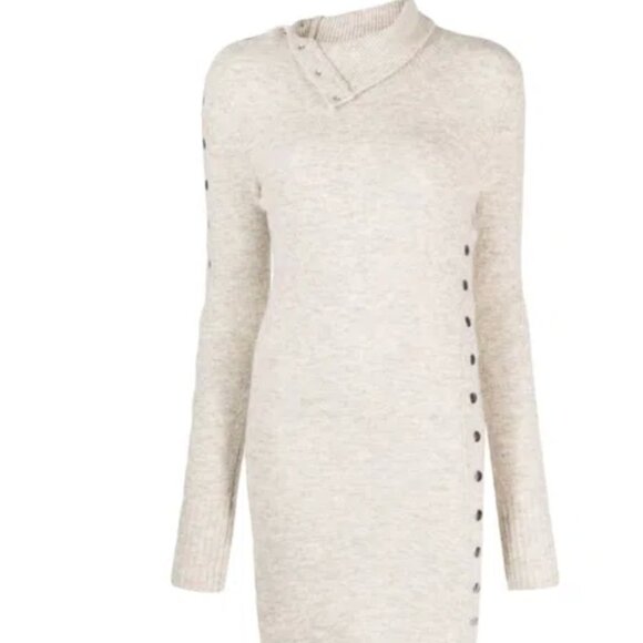 ISABEL MARANT Marina Boiled Knit Mini Dress In Beige, Size EU 34 / US 2 - Picture 3 of 5